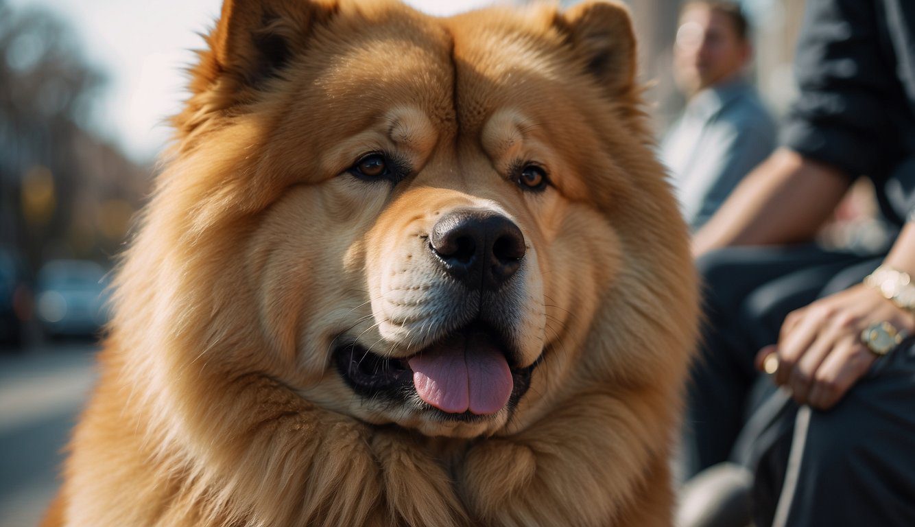 A fluffy Chow Chow dog gazes lovingly at its owner, showcasing its loyalty and affection