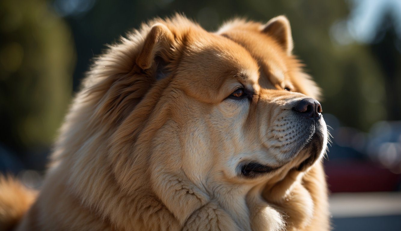 A Chow Chow dog with red, irritated eyes, seeking help from a professional veterinarian