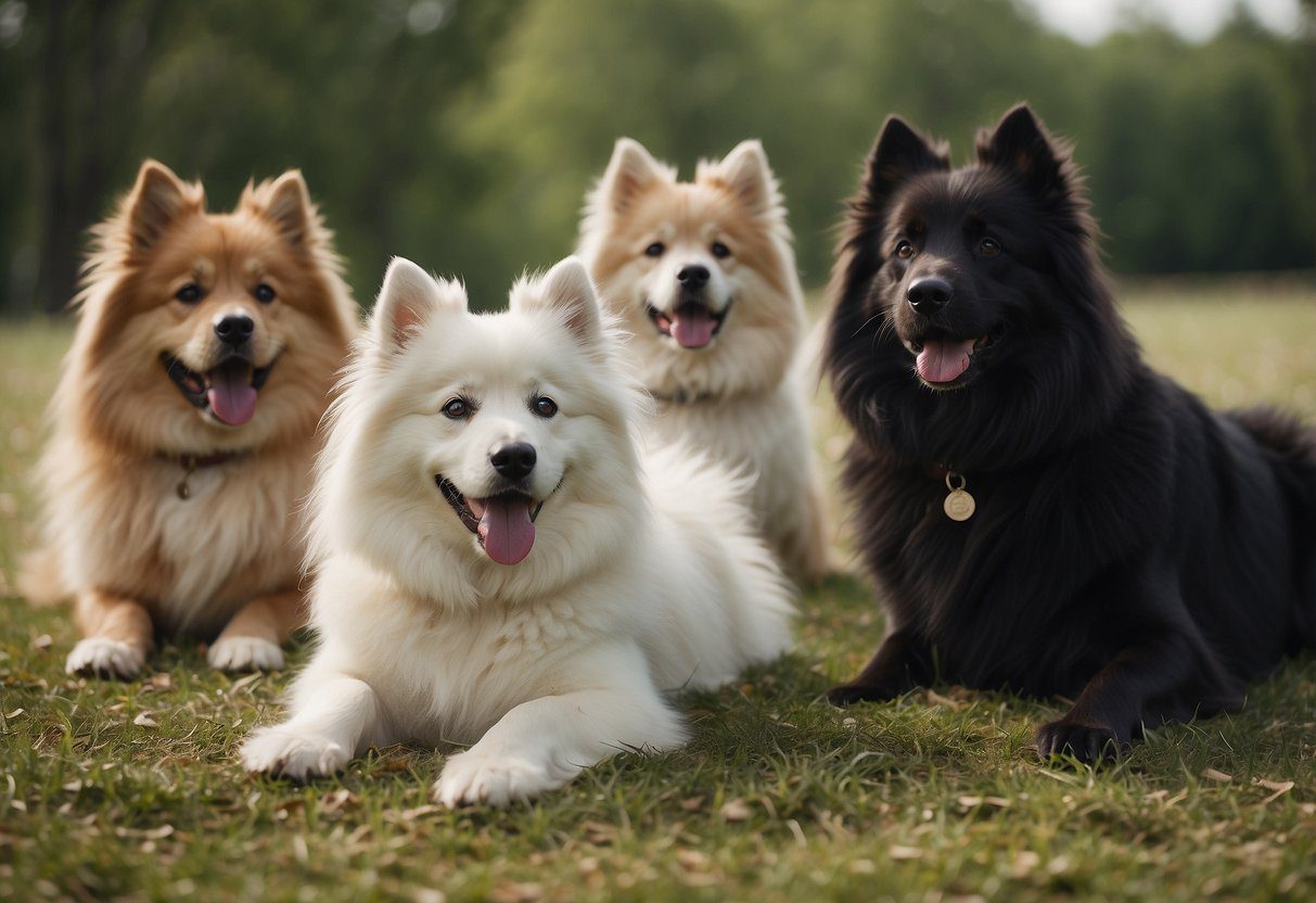 Fluffy dogs engaging in advanced training exercises