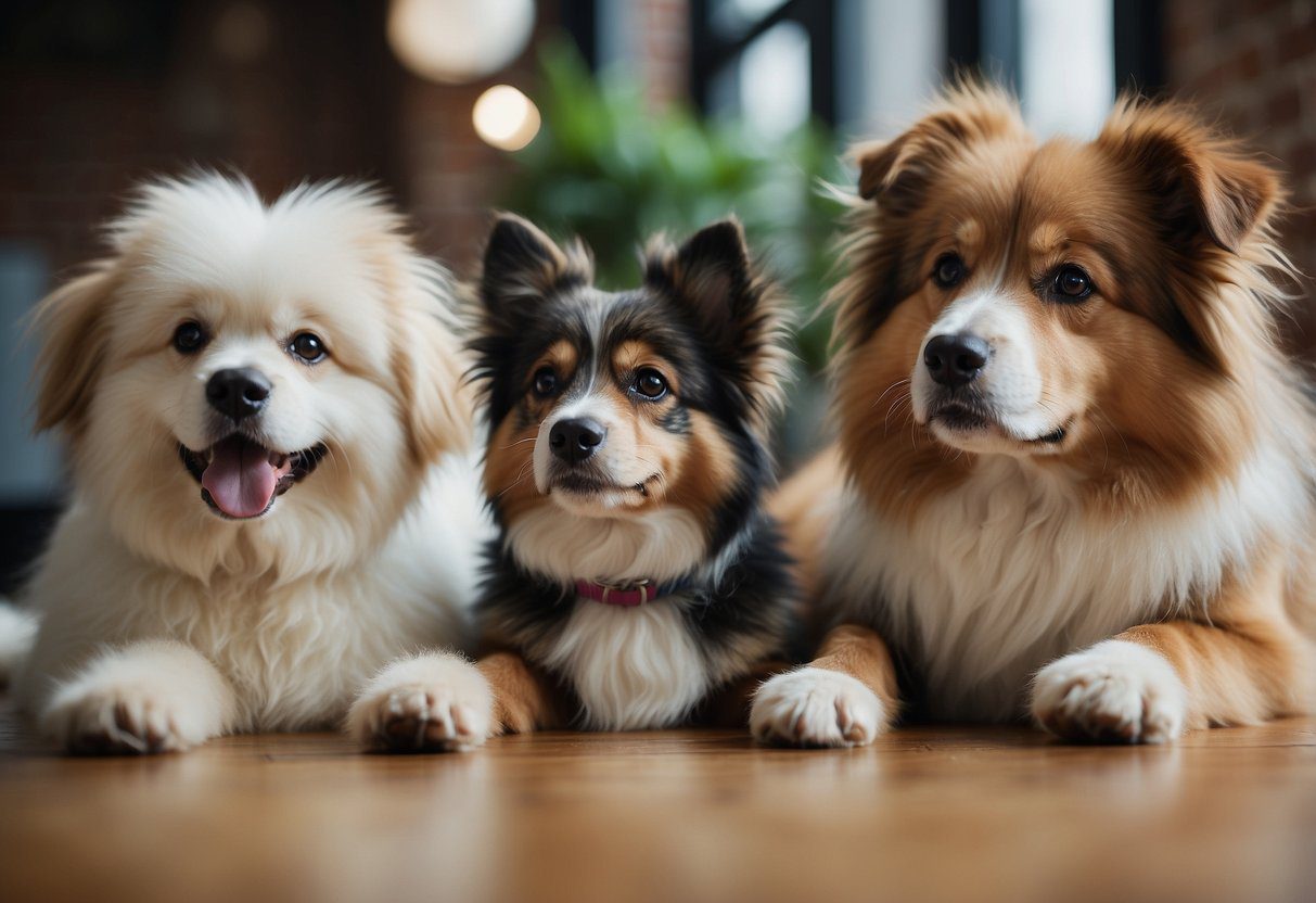 Fluffy dogs sit attentively as they receive training on frequently asked questions. Their ears perk up as they listen and learn