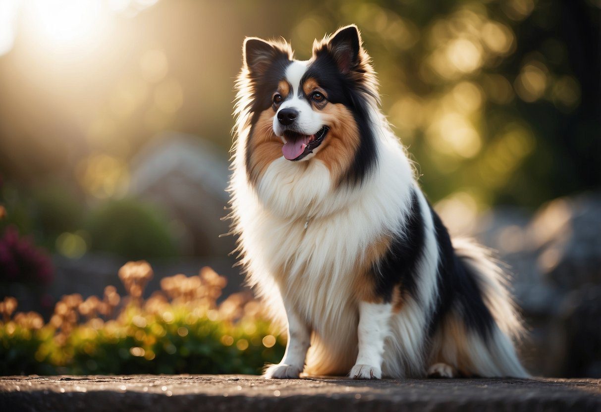 A fluffy dog stands among various fluffy dog breeds, looking healthy and happy