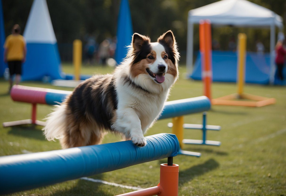 Fluffy dogs navigate obstacle course at Agility and Exercise Essentials training class